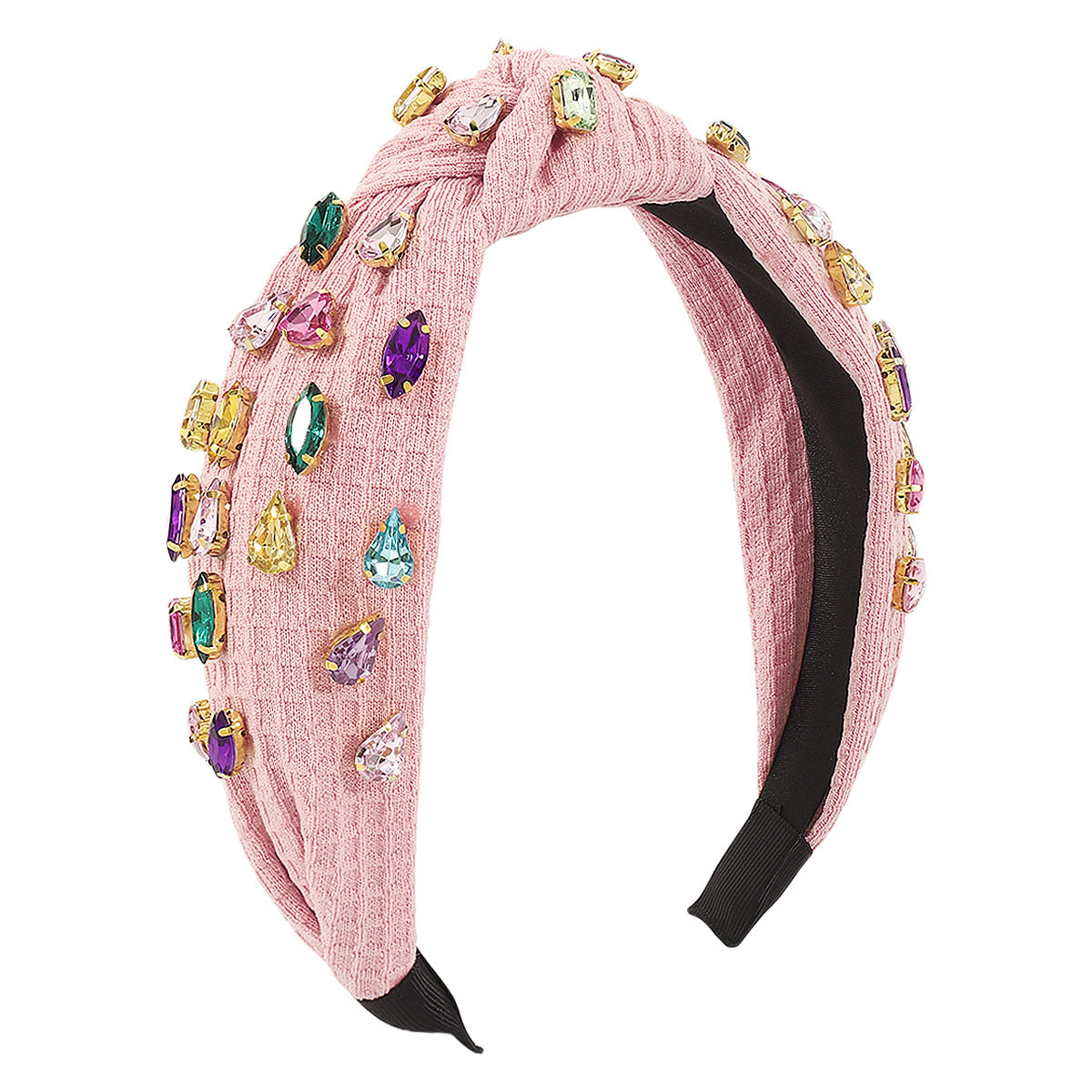 Wholesale Hair Art Full Diamond Creative Knotted Colorful Diamond Headband
